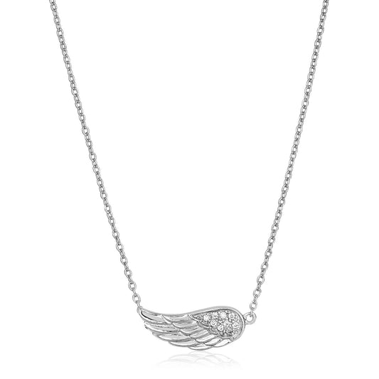 Sterling Silver Textured Angel Wing Necklace