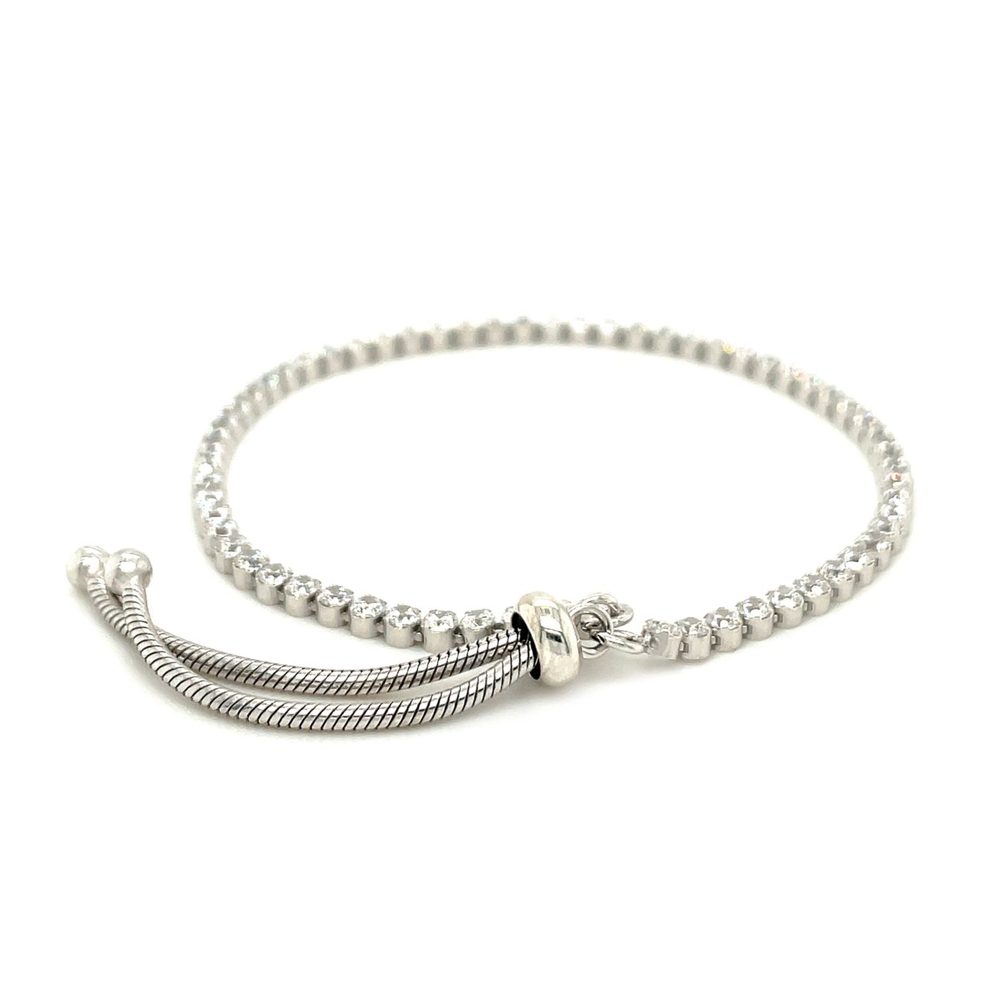 Adjustable Tennis Style Bracelet with Cubic Zirconia in Sterling Silver(4.00 mm)