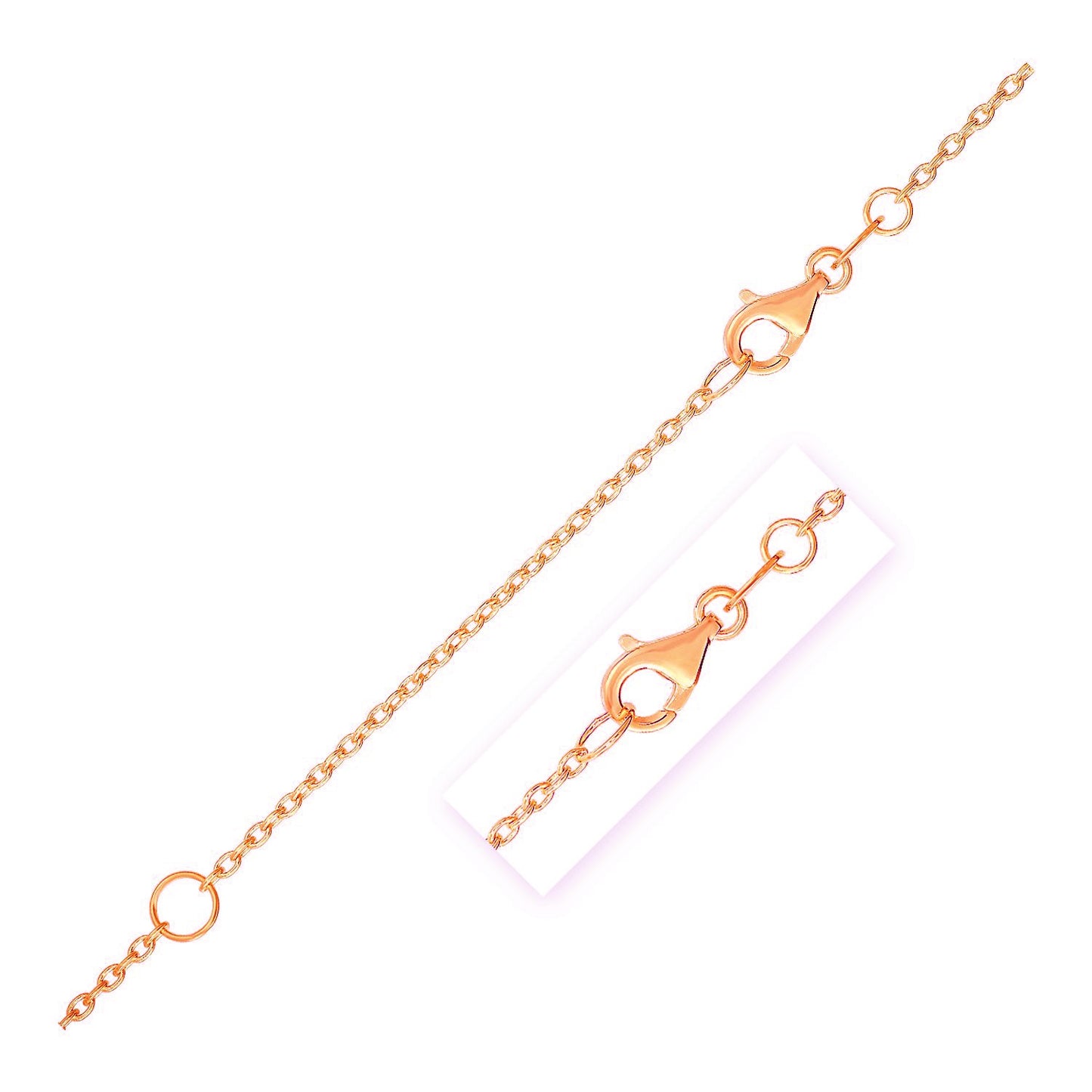 Extendable Cable Chain in 14k Rose Gold (1.50 mm)