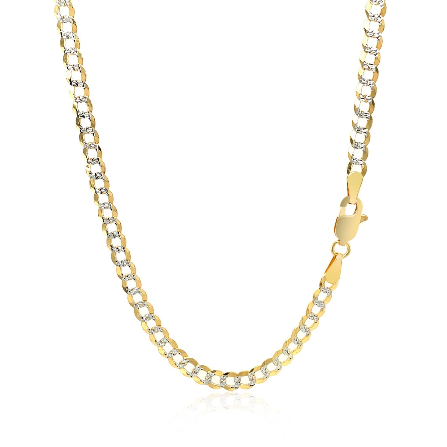 14k Two Tone Gold Pave Curb Chain (3.60 mm)