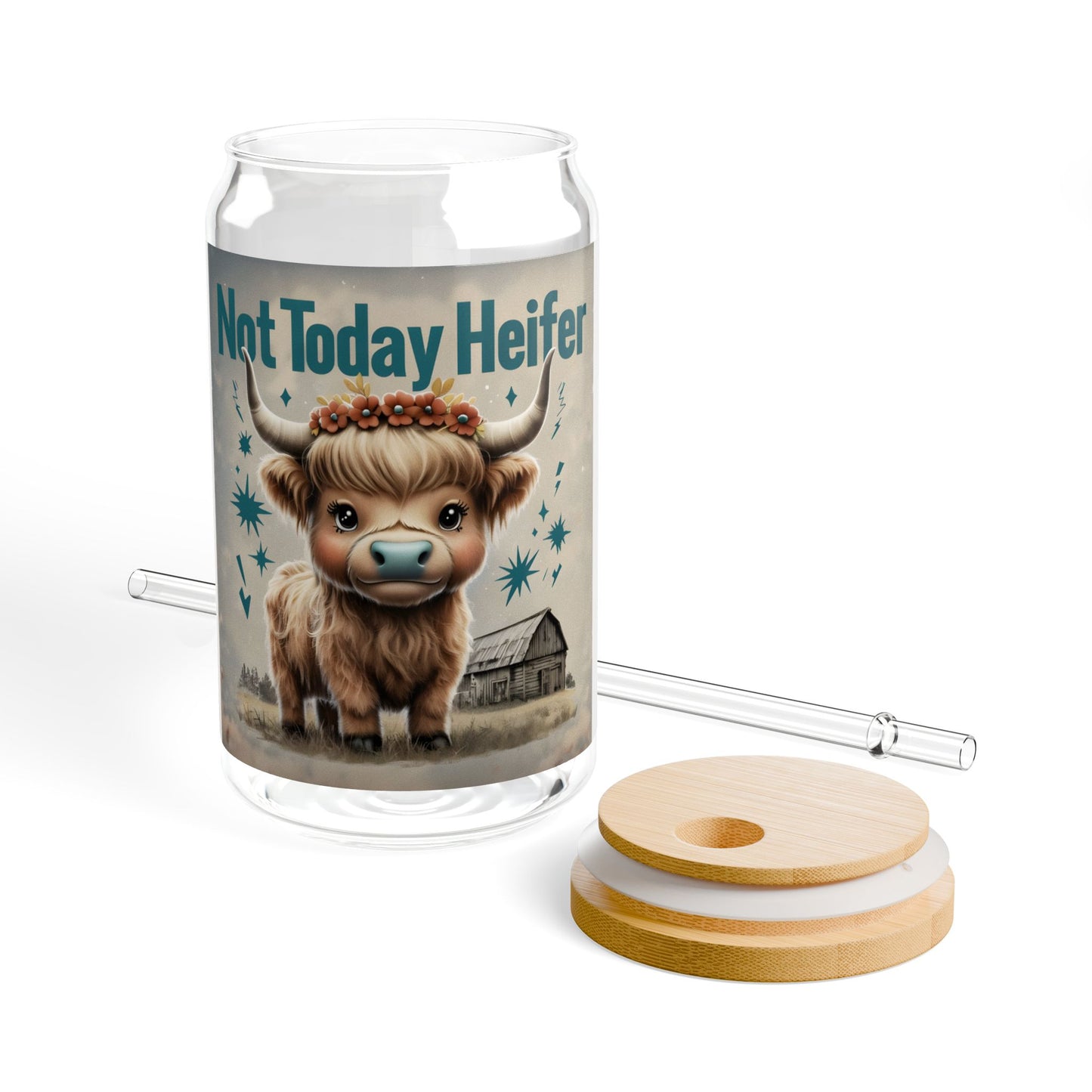 Highland Cow Not Today Sipper Glass
