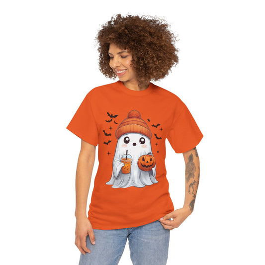 Halloween Ghost Unisex Heavy Cotton Tee, Cute Ghost Shirt, Fall Fashion, Halloween Costume, Spooky Season Apparel, Pumpkin Tee