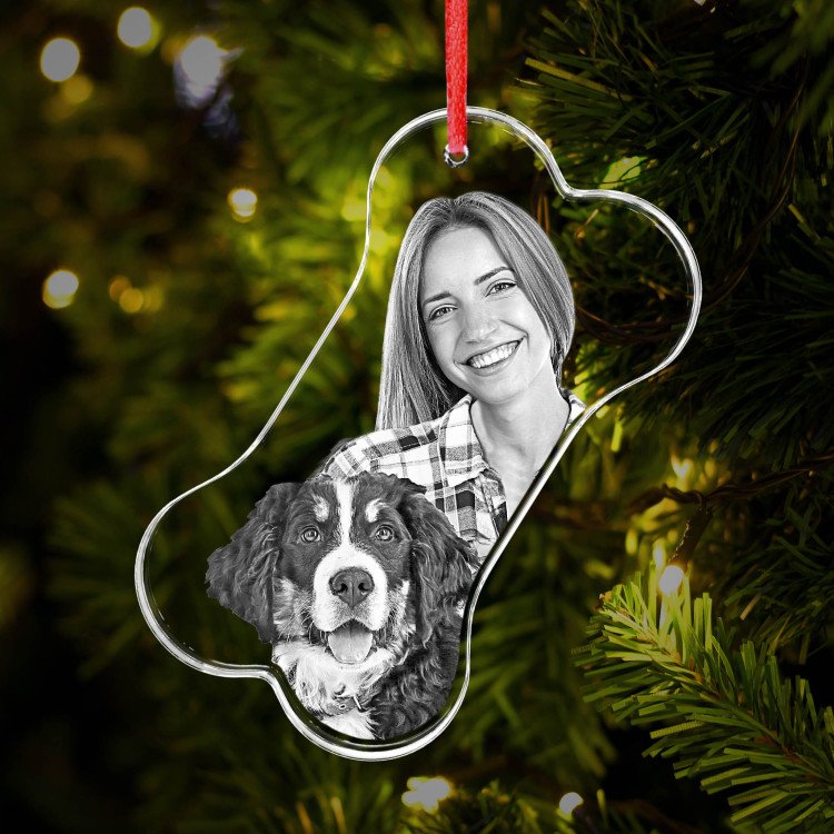 2D Crystal Dog Bone Ornament