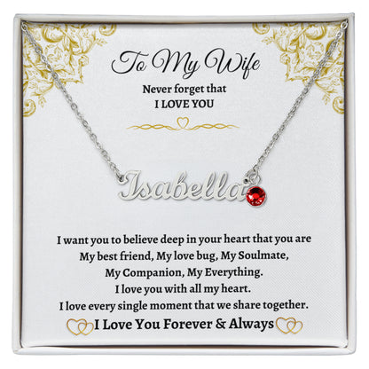 Personalized Name Necklace with Birthstone for Your Wife