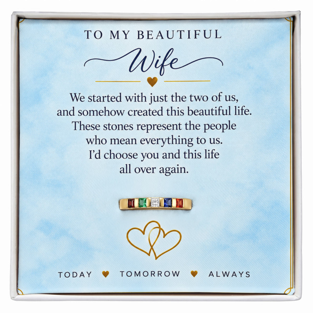 Women's Stackable Birthstone Ring — To My Beautiful Wife