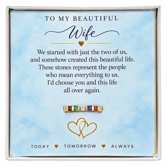 Women's Stackable Birthstone Ring — To My Beautiful Wife