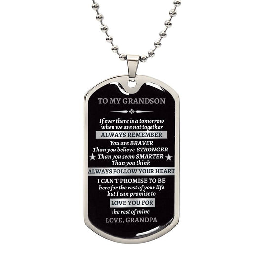 To Grandson from Grandpa Dog Tag Necklace