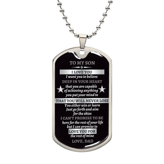 To My Son Dog Tag Necklace from Dad-Silver Design