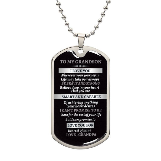 To My Grandson Dog Tag Necklace from Grandpa