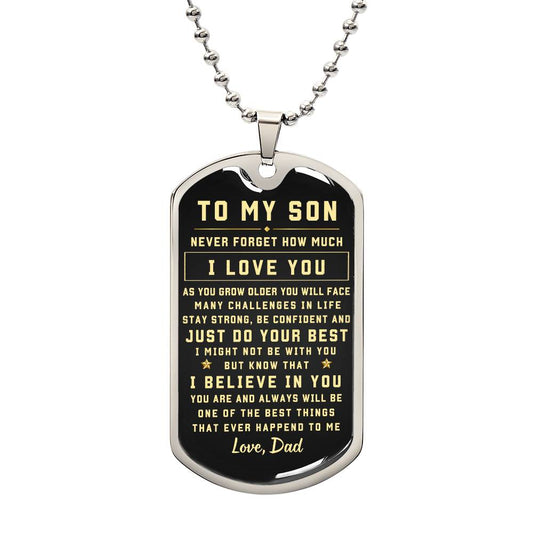 To My Son | Dog Tag Necklace - I Love You