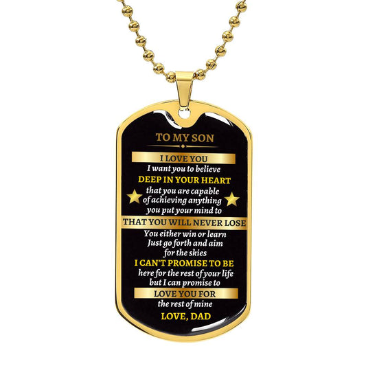 To My Son Dog Tag Necklace from Dad-Gold Design