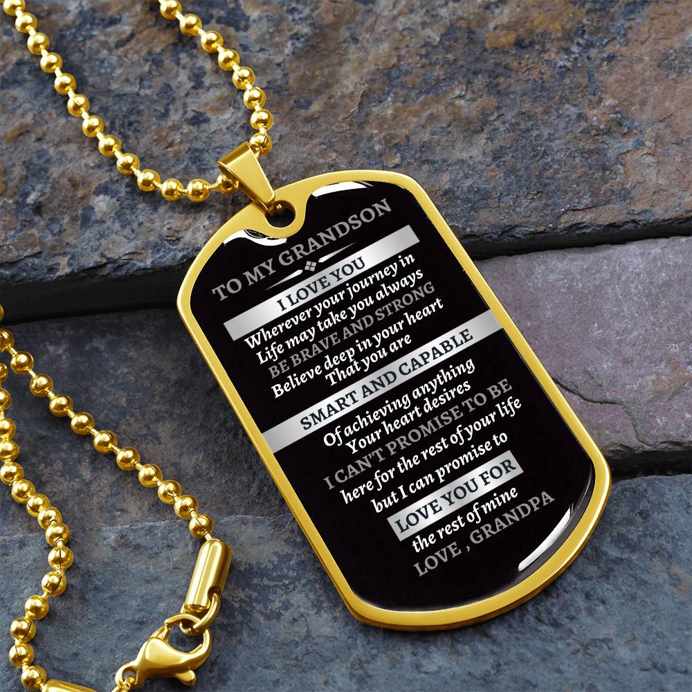 To My Grandson Dog Tag Necklace from Grandpa