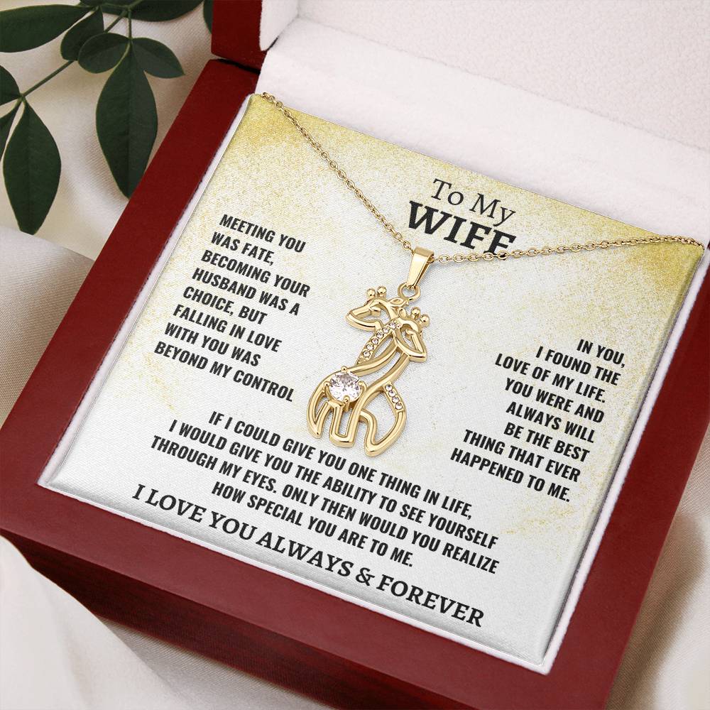 To My Wife Intertwined Giraffe Necklace