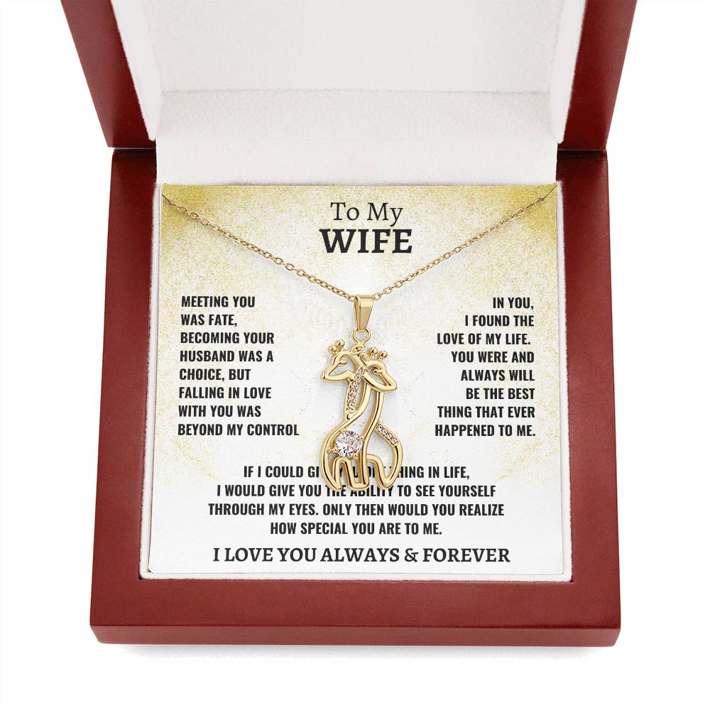 To My Wife Intertwined Giraffe Necklace