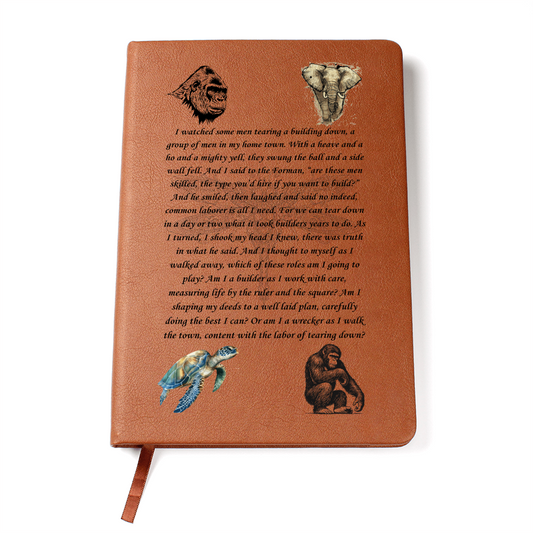 Builder or Wrecker Poem Leather Journal