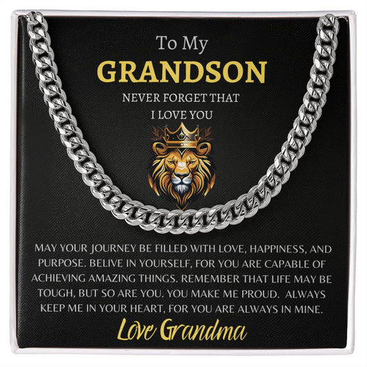 To Your Grandson from Grandma Cuban Chain