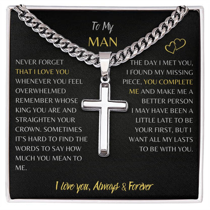 Cuban Chain Cross Necklace for him