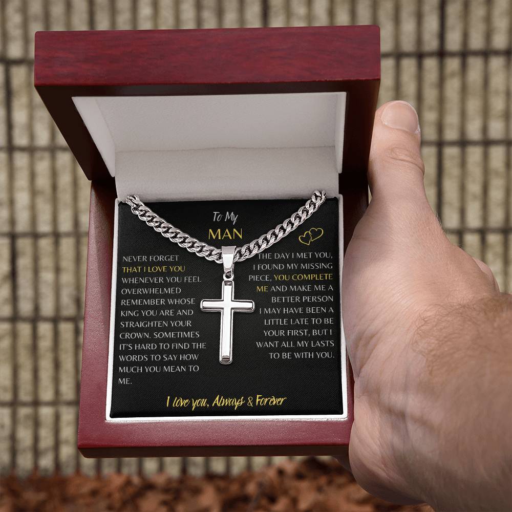 Cuban Chain Cross Necklace for him