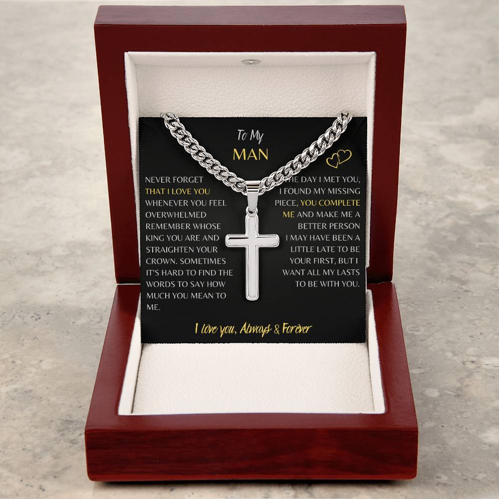 Cuban Chain Cross Necklace for him