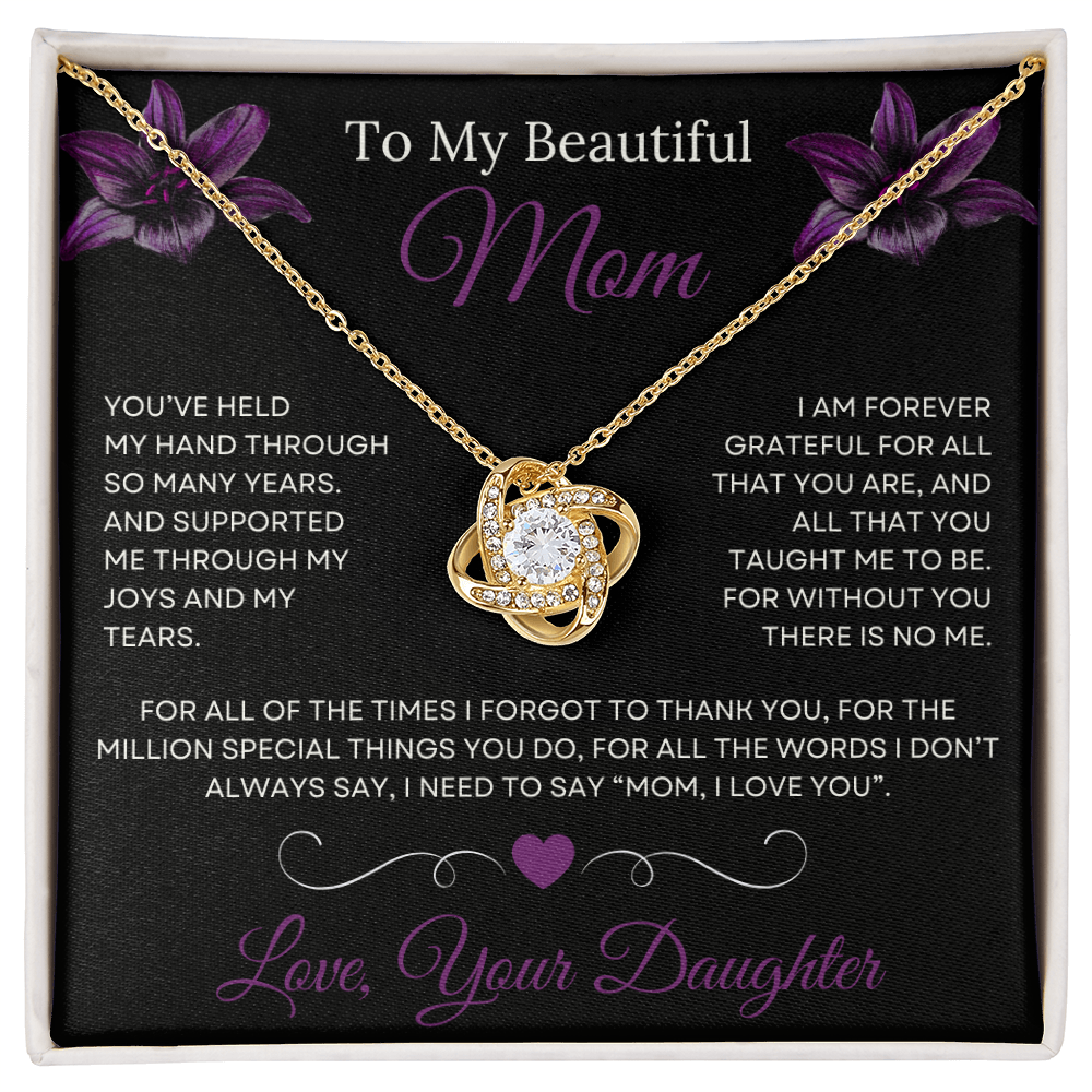 To My Beautiful Mom Love Knot Necklace