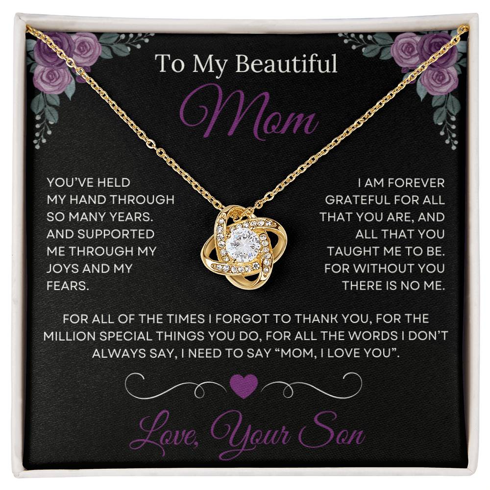 To My Beautiful Mom Love Knot Necklace from Son