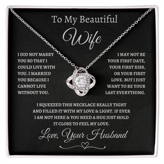 Wife Necklace – Love Knot Pendant with Heartfelt Message