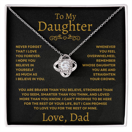 To My Daughter Necklace from Dad – Love Knot Pendant Gift for Daughter