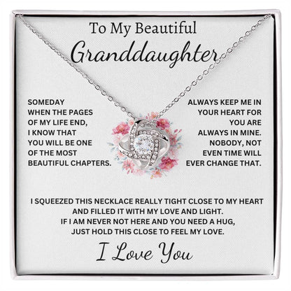 To My Beautiful Granddaughter Love Knot Necklace