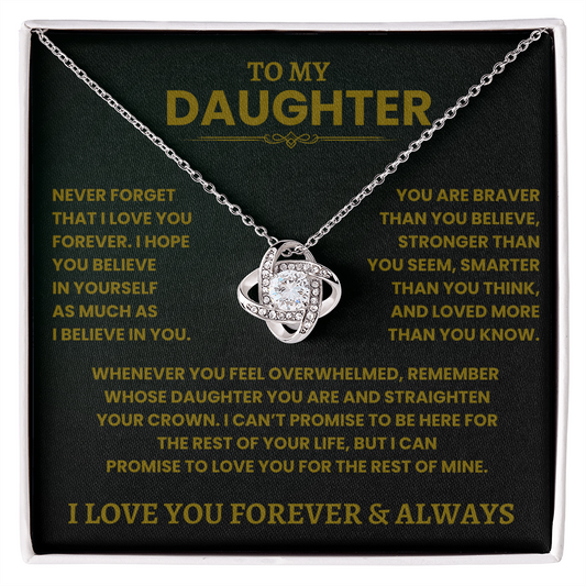 To My Daughter- Love Knot Necklace