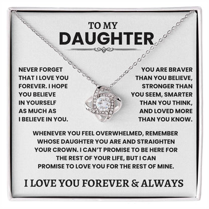 Beautiful Daughter Gift- "Never Forget I Love You" Knot Necklace