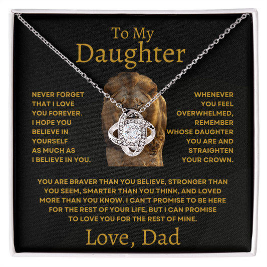To My Daughter Love Knot Necklace