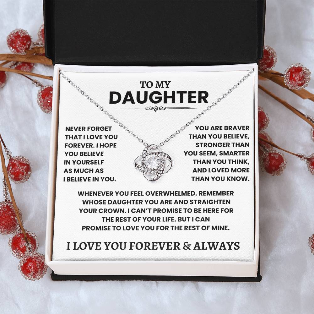 Beautiful Daughter Gift- "Never Forget I Love You" Knot Necklace