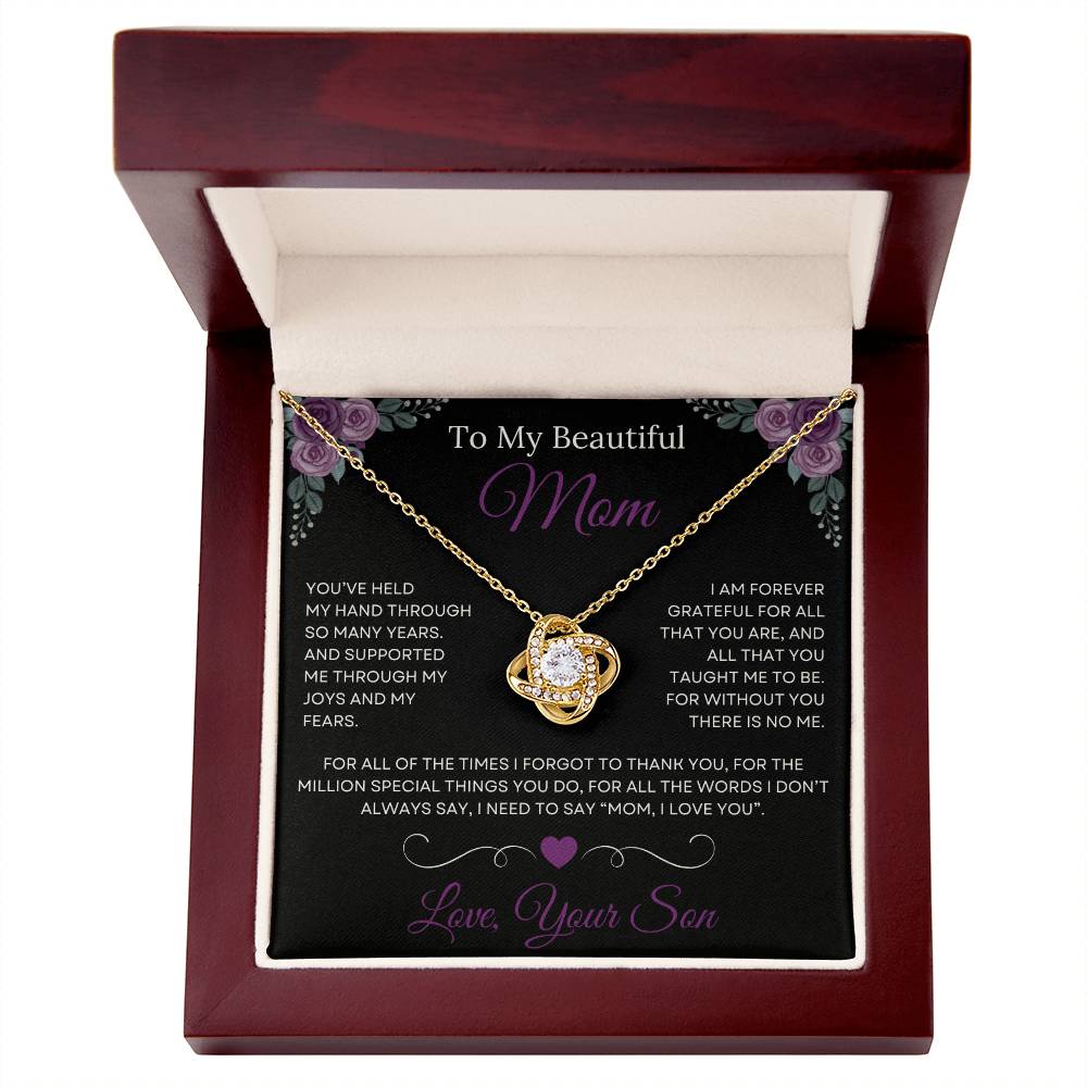 To My Beautiful Mom Love Knot Necklace from Son