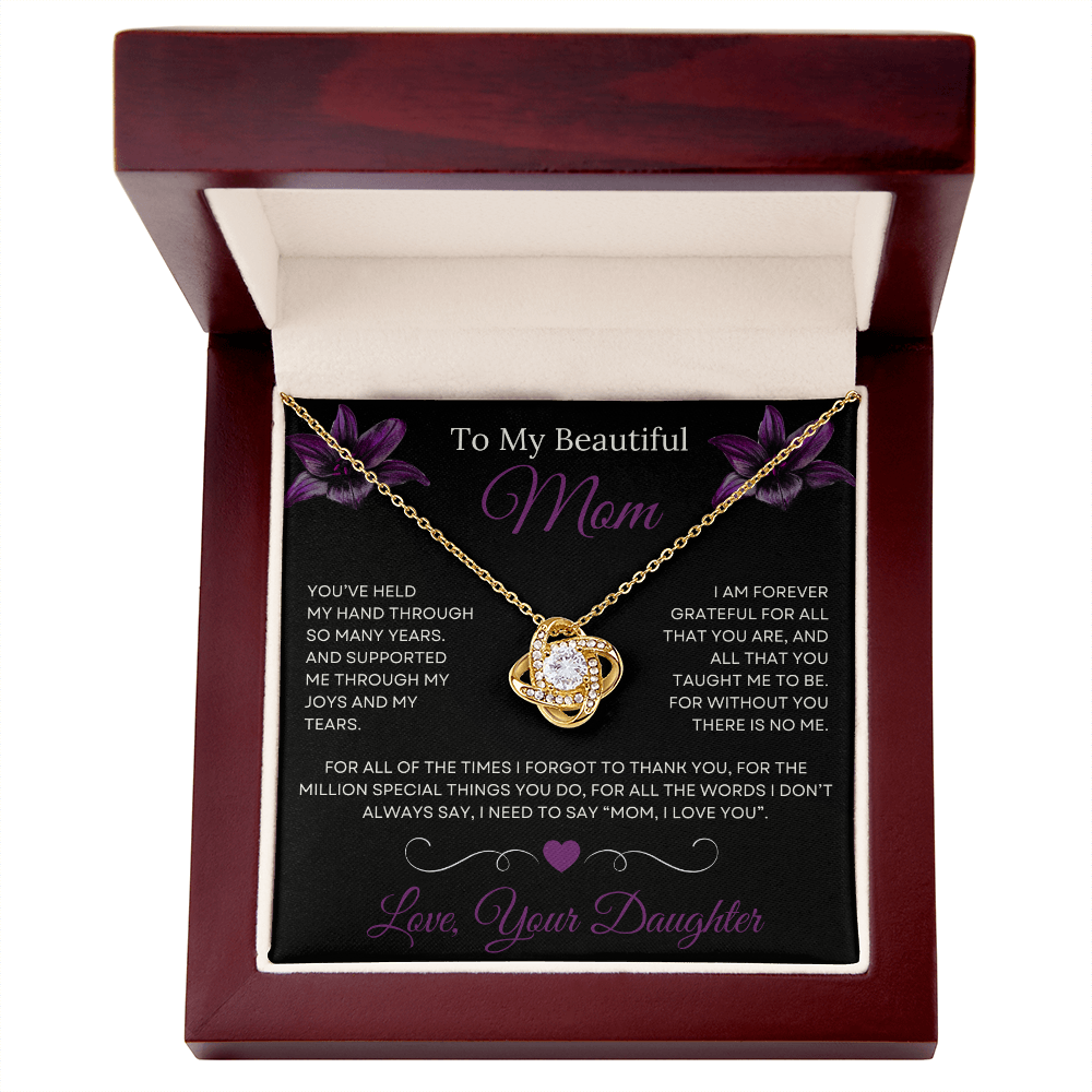 To My Beautiful Mom Love Knot Necklace