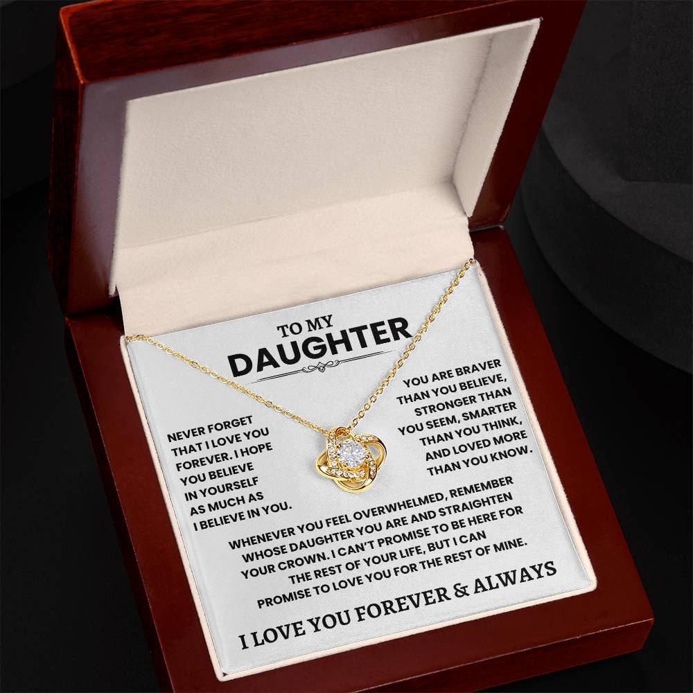 Beautiful Daughter Gift- "Never Forget I Love You" Knot Necklace