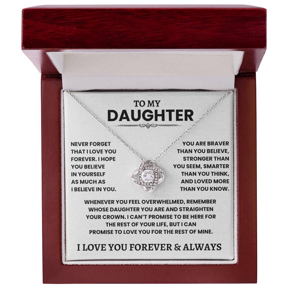 Beautiful Daughter Gift- "Never Forget I Love You" Knot Necklace