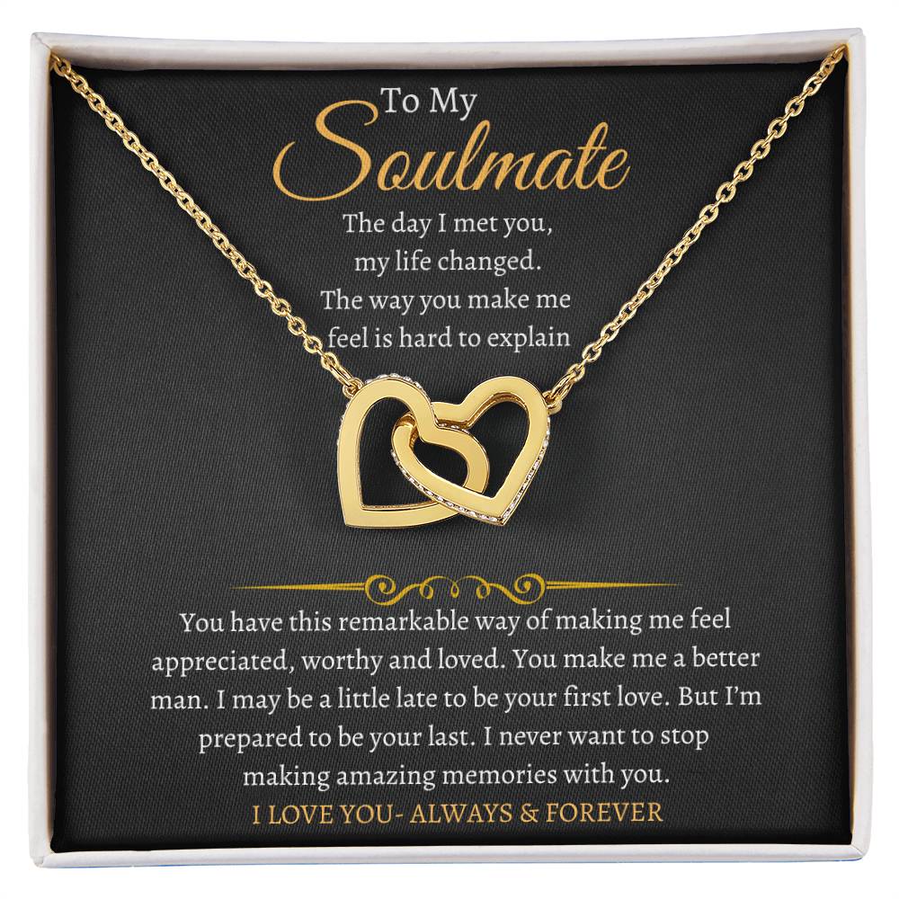 To My Soulmate Interlocking Heart Necklace