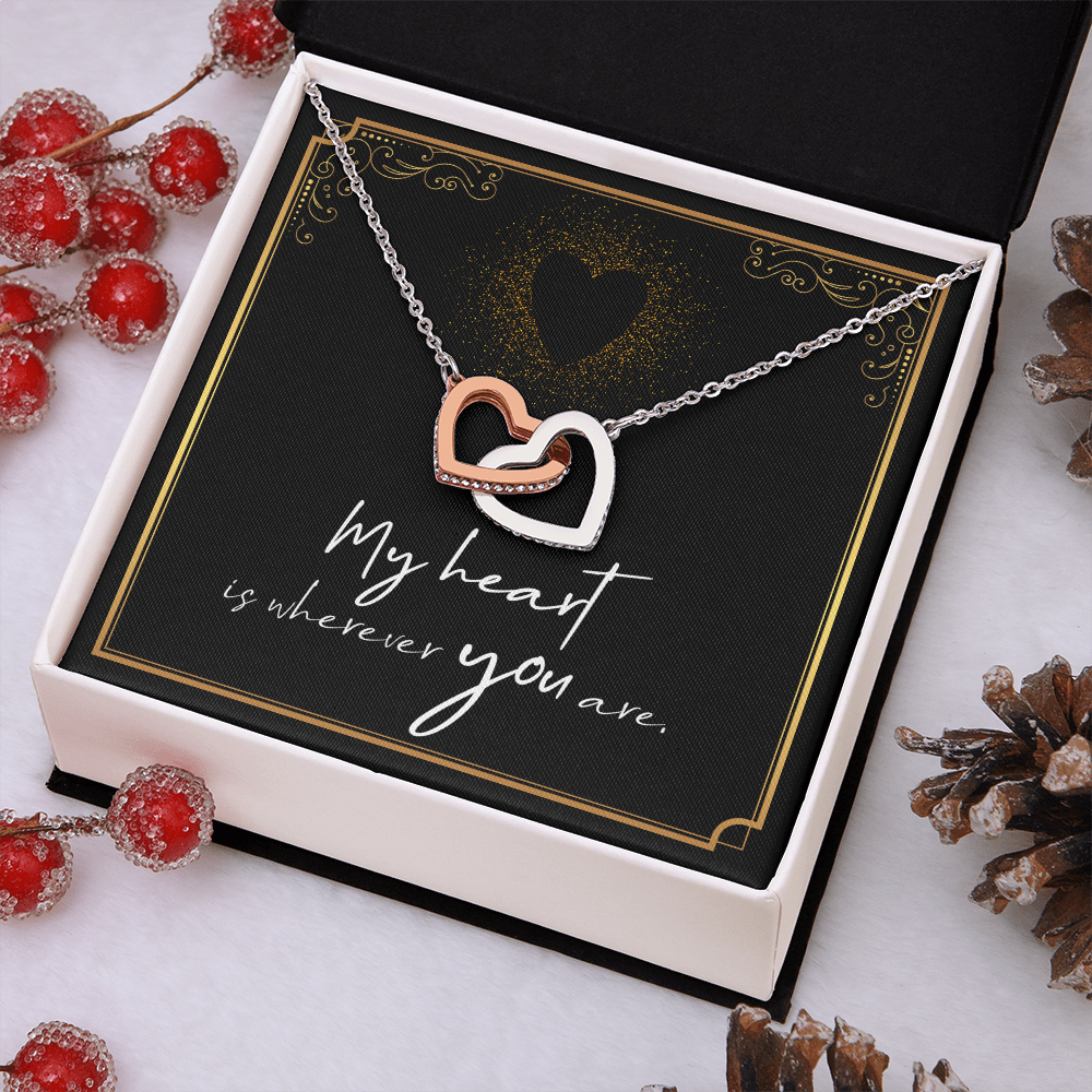 To My Wife – Interlocking Hearts Necklace | My Heart Is Wherever You Are