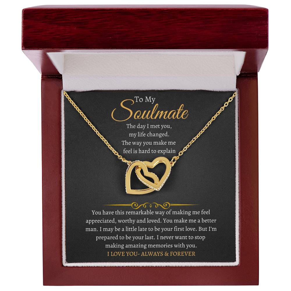 To My Soulmate Interlocking Heart Necklace