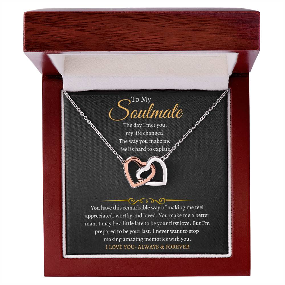 To My Soulmate Interlocking Heart Necklace