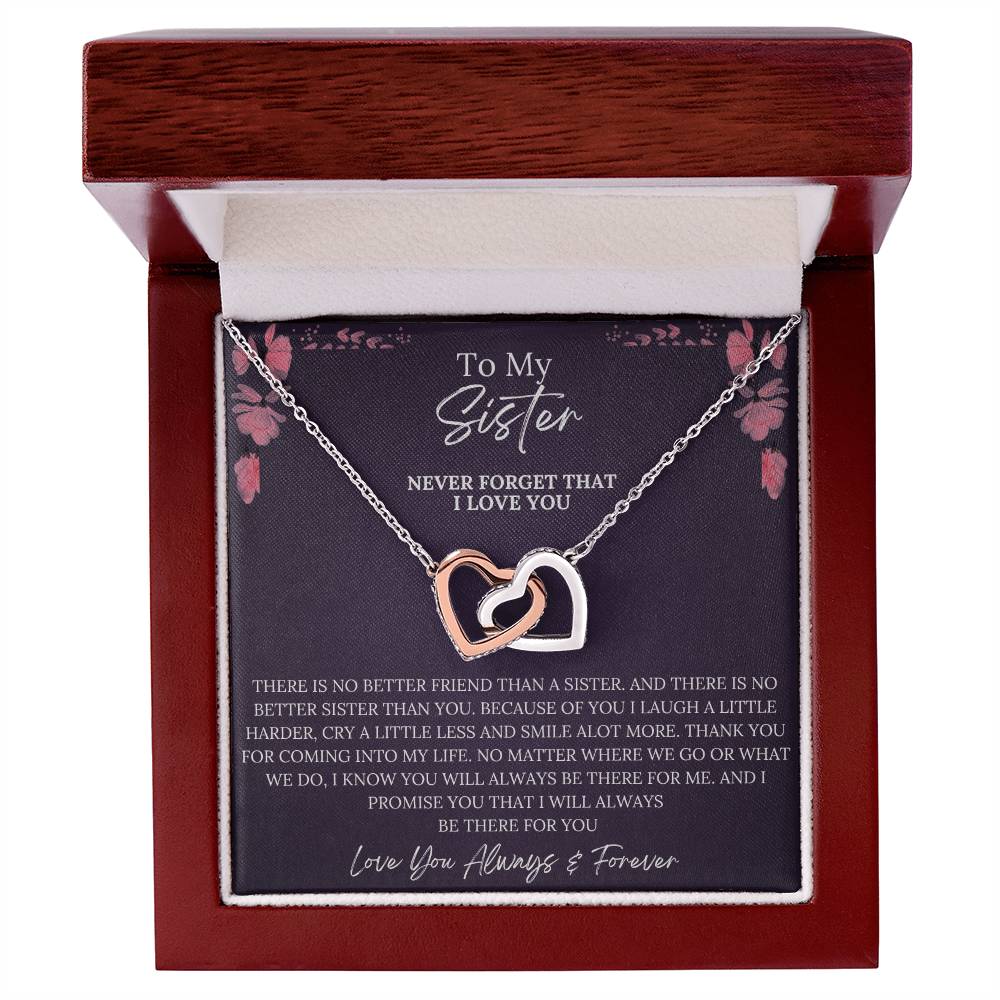 To My Sister Interlocking Heart Necklace