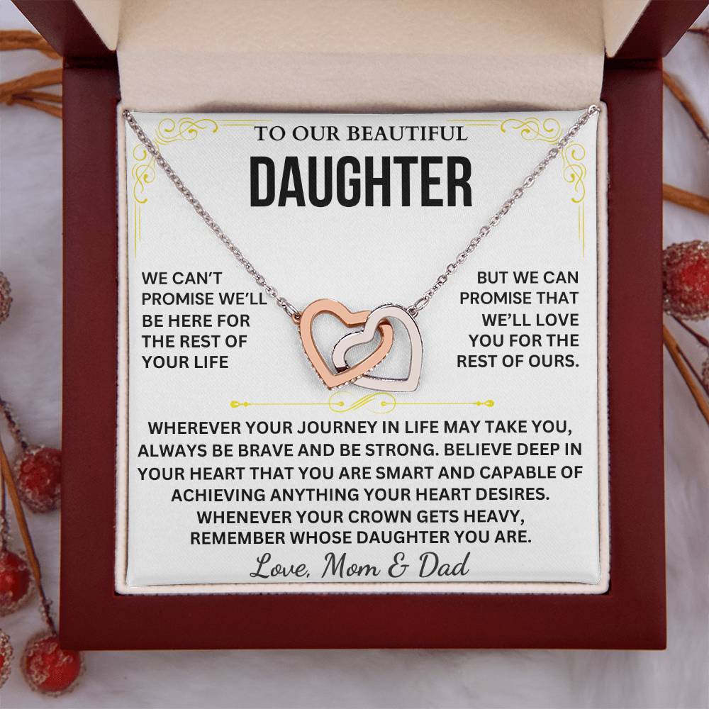 [ALMOST SOLD OUT] To Our Beautiful Daughter - Interlocking Hearts Keepsake Necklace