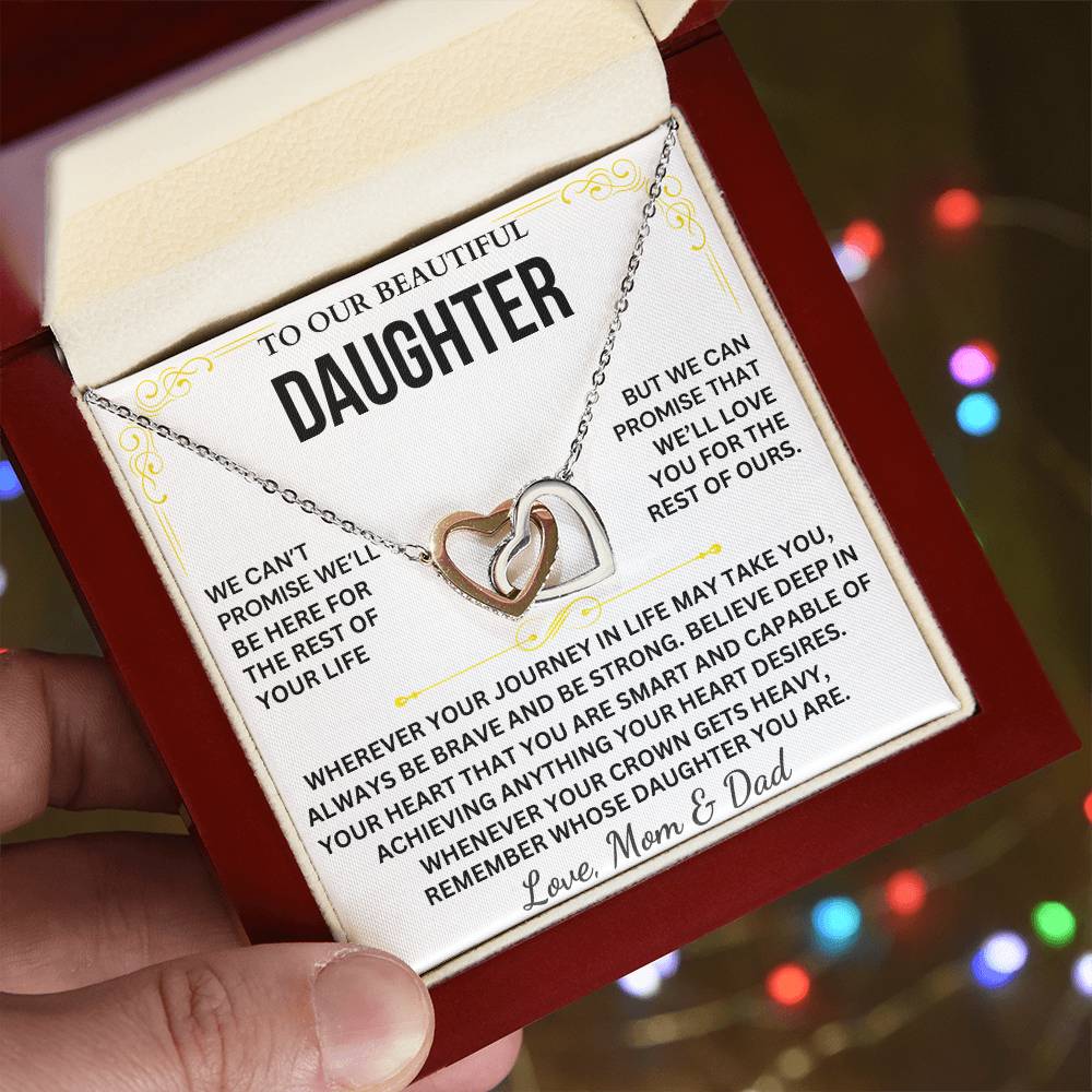 [ALMOST SOLD OUT] To Our Beautiful Daughter - Interlocking Hearts Keepsake Necklace