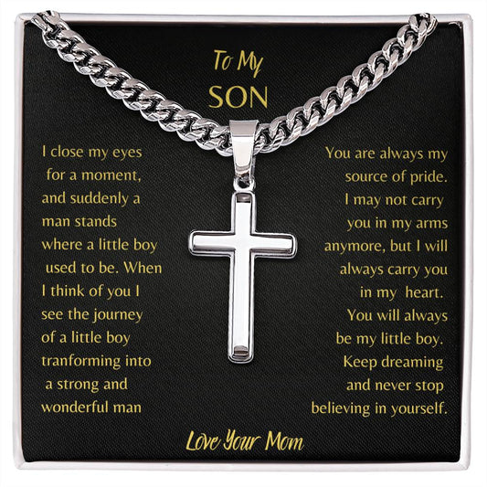 Cuban Chain cross Necklace for Son