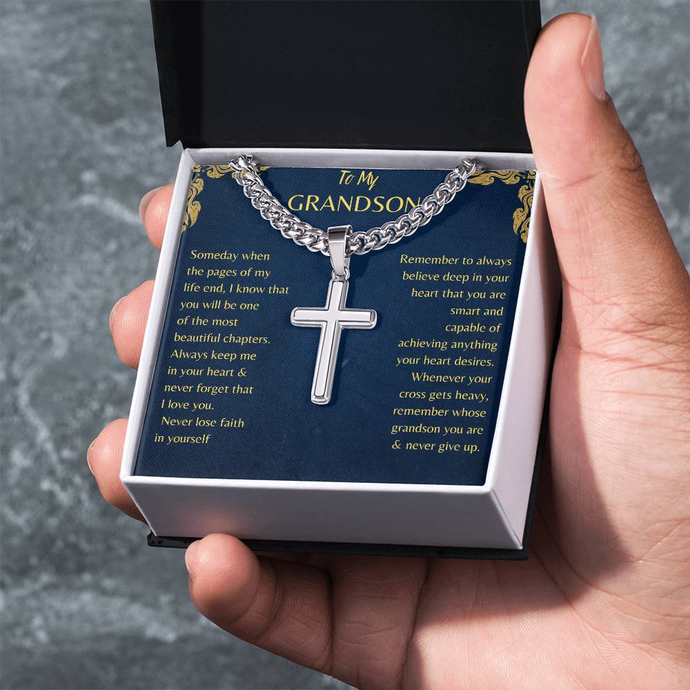 Cuban link Chain with Artisan Cross for Grandson