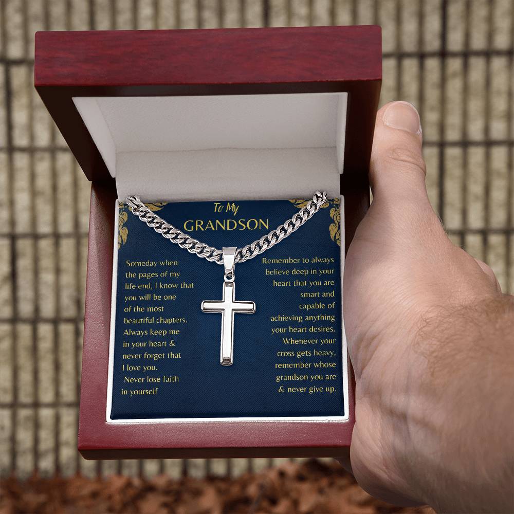 Cuban link Chain with Artisan Cross for Grandson