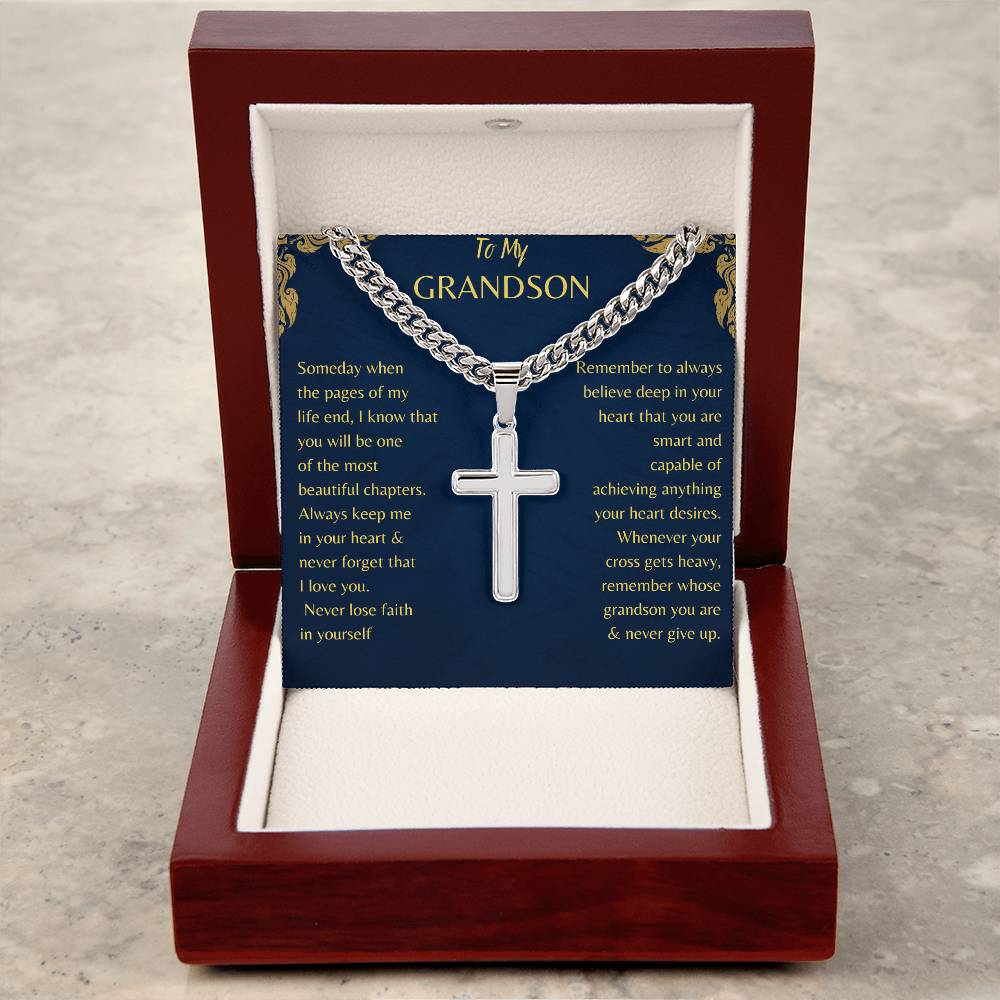 Cuban link Chain with Artisan Cross for Grandson