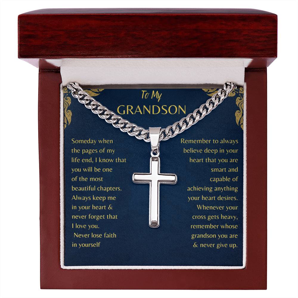 Cuban link Chain with Artisan Cross for Grandson