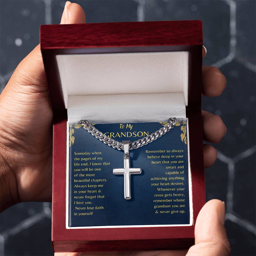 Cuban link Chain with Artisan Cross for Grandson