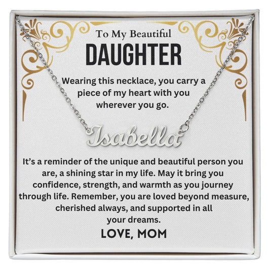 To My Beautiful Daughter from Mom Personalized name necklace